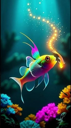 “Tiny Alien Fish Releases Glowing Fry” #cardinalfish #cinematic #macro