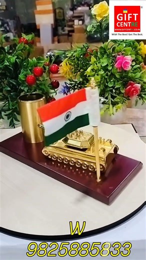 metal pen stand with flag and tank by giftcentre for corporate gift in ahmedabad