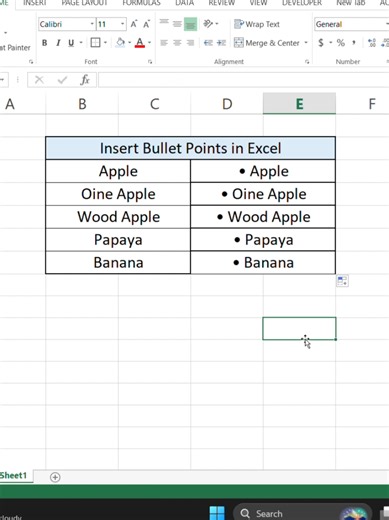 Insert bullet point in Excel 🧠 #exceltricks #exceltutorial #exceltips #trending #msexcel