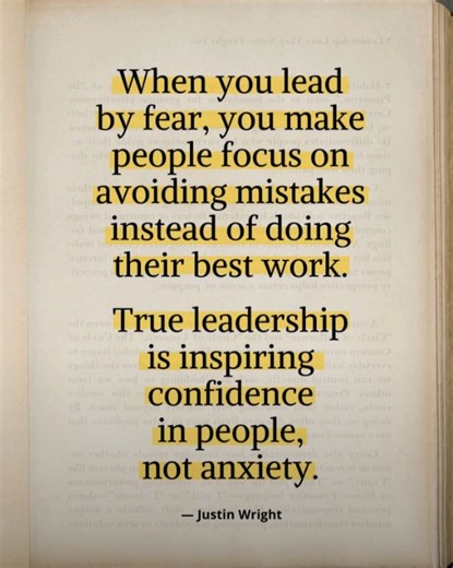 I’ve seen teams fall apart under bosses who ruled by fear. Yes, the work got done. But people? They were broken. Here’s the danger when you manage by fear: 👉 People stop trying to do their best. 👉 They try not to get in trouble. Fear turns smart, capable teams into empty shells: — New ideas? Too risky. — Speaking up? Career suicide. — Bold moves? Not worth it. Fear doesn’t drive performance. It drives self-preservation. The best leader I ever worked with understood this truth. She never raised