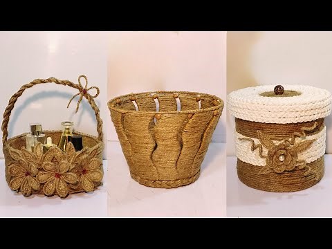 3 Different ideas of Rope Storage Basket |Diy Rope Basket |Diy Storage Organizer | Hamna Nadeem
