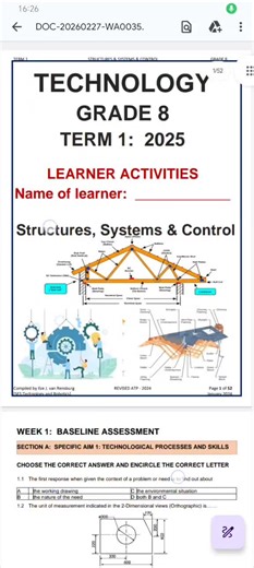 Grade 8 Technology Term 1 Learners Activities #teacher #technology #learners #school #activities