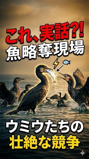 これ、実話？！" 🐟⚡️ ウミウたちの壮絶な魚略奪現場を激写！