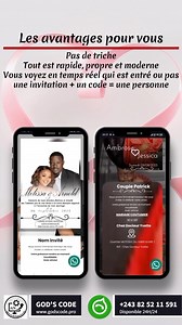 INVITATION NUMÉRIQUE INTELLIGENTE Imagine que vous organisez un événement (mariage, anniversaire, conférence...). Vous avez besoin d’envoyer des invitations à vos invités, mais vous voulez éviter les faux invités, les doublons, et garder tout bien organisé. Notre Tiktok👉 https://www.tiktok.com/@humblemikemalala?_t=ZM-90i6FMNgRxr&_r=1 🧠 Nous, on s’occupe de tout avec la technologie de GOD'S CODE PRO QR Codes. 👉Voici comment ça marche 1. Vous nous donnez la liste des invités (nom, prénom et tou