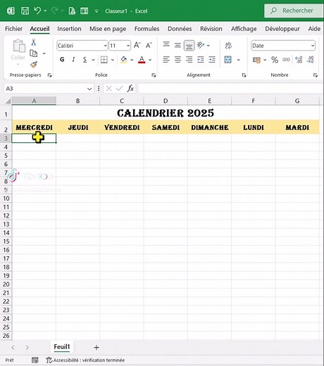 Créer un calendrier en 10 secondes sur Excel