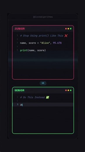 Stop Using print() Like This ❌ | #python @ilovealgorithms