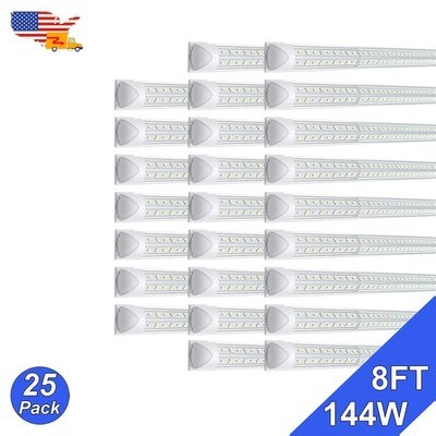 96 Inch T8 Led Tube Light 25 Pack V Shaped 144W 8Ft Linkable Led Shop Lights | eBay