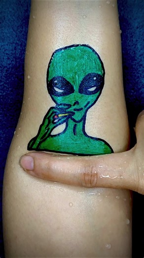 👽I Need Some Space 🛸Temporary Tattoo on Hand by floating pen art sticker #shorts #tattoo #art