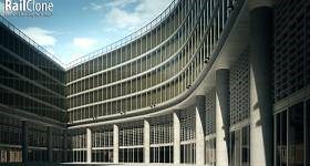 Create a curtain wall building with RailClone