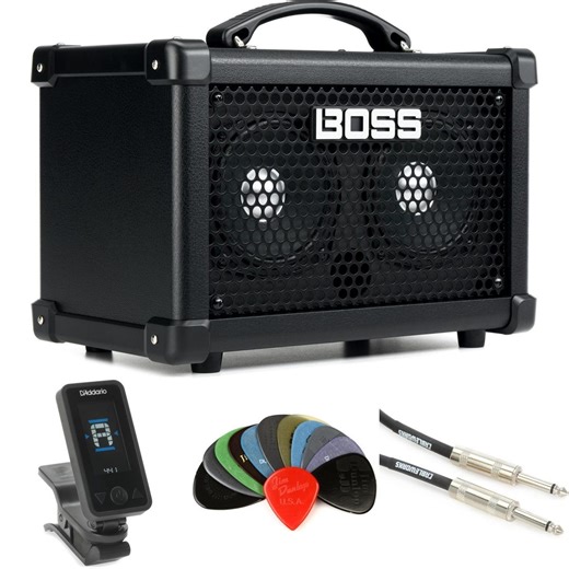 Boss Dual Cube LX 2 x 5-inch 10-watt Portable Bass Combo Amp Essentials Bundle