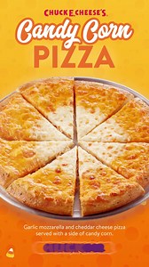 8.6K views · 108 reactions | Trick or treat? We prefer treat. Try our delicious Candy Corn Pizza before it vanishes, at participating locations. | Chuck E. Cheese | Facebook