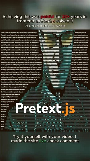 Pretext.js text wrap around ascii Wesker