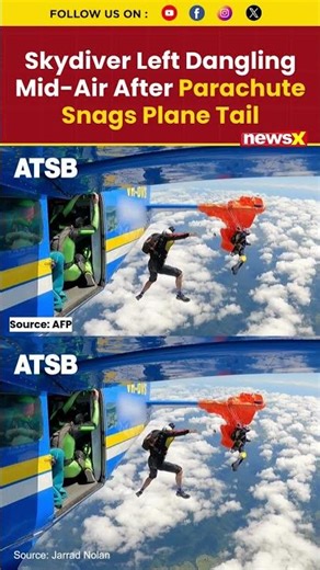 New Video Shows Skydiver Dangling After Parachute Becomes Stuck On Plane | #australia #shorts