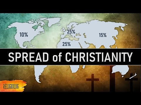Map of Christianity over 2000 years. History of Christianity on map