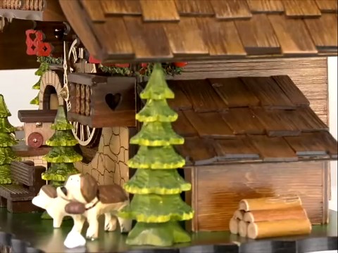 Engstler Quartz Cuckoo Clock Black Forest House with Moving Train, with Music EN 48110 QMT