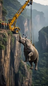 Successful rhino Rescue Lifted to Safety, Reunited with Calf! #save #rescue #rhino #animalrescue | Blue X Studio Imaginary Animals