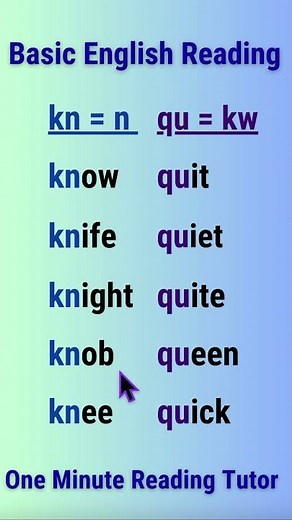 Basic English Reading - Sounds of KN and QU #americanenglish #readingenglish #americanaccent