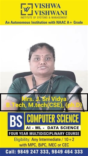 BS AI & ML Program Breakdown by Professor | 2025 Admissions @ Vishwa Vishwani