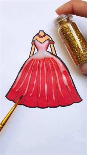 Red Princess Bride❤️✨ #art #drawing #glitterart #glitter #dress #red #colors