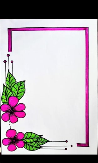 pink flower border design||#art #artist #drawing #craft #shorts #shortsfeed #ytshorts #youtubeshorts