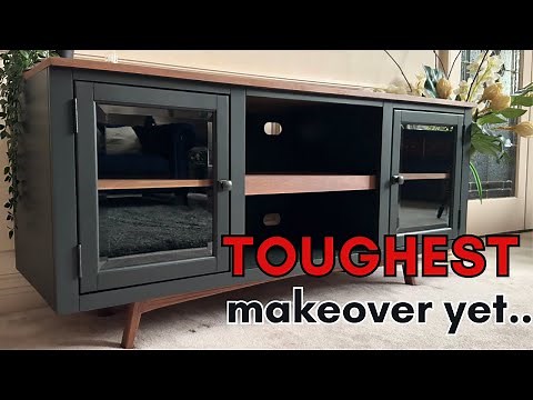 Extreme DIY Console Makeover | Turn Your OLD Furniture MCM | Using WATER BASED Wood Stain