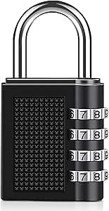 Combination Lock, [1 Pack] Diyife 4 Digit Outdoor Waterproof Padlock, Resettable Combination Padlock for School Gym Locker,Toolbox, Fence, Hasp, Cabinet(Black)