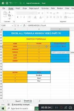 "Excel SWITCH Function (Part 79) | Simplify Formulas Easily" ✅