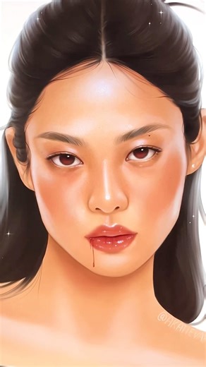 Dracula Jennie 🧛🏻‍♀️ Lips drawing tutorial ‎♡‧₊˚