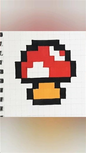 Easy Mini Mushroom 🍄 Pixel Art | Cute Veggie Drawing on Graph Paper #Shorts