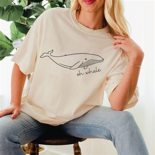 Custom Comfort Colors® T-shirt 'oh Whale' Minimalist Design Casual Animal Lover Tee - Etsy