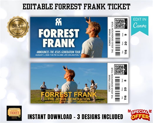 Editable Forrest Ticket 2026, Editable Concert Ticket Templates, Gift Keepsake Ticket, Souvenir Ticket, Digital Download - Etsy