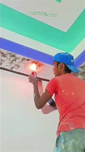An unusual and spectacular process of decorating the ceiling using the smoking technique