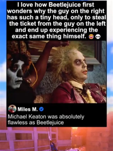 Michael Keaton shrinking head scene Beetlejuice explained