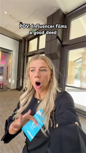 POV: Influencer films a good deed