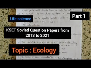 KSET Life Science Solved question paper from 2013 to 2021/ Ecology / part - 1