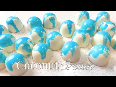 Coconut Cream filled bonbons homemade coloured cocoa butter
