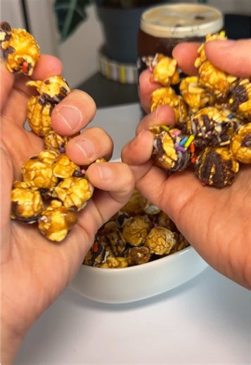 Before you even start with me: this popcorn is made with real butter, real sugar, and naturally dyed sprinkles. #sweettreats #popcorn #coldbrewcoffee #coffeetiktok #glutenfree