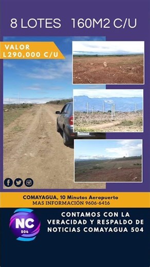 8 LOTES EN SAN ISIDRO DEL TRAPICHE COMAYAGUAUbicados10 minutos de Aeropuerto Valor cada uno L290,000