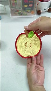 Crochet a Simple Apple Coaster | Check Tutorial in My Channel #handmade #crochet