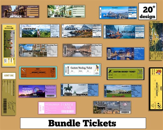 Editable Ticket Bundlecanva Template Set for Party, Event, Raffle Concert | Printable & Customizable - Etsy