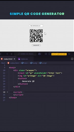 Dark CSS on Instagram: "👨‍🎓 Learn to Code with Coddy Tech 🚀 Create Simple QR Code Generator using basics of Html CSS and JavaScript 💡 💻 Coddy Tech makes coding fun 🎯, interactive 🤝, and beginner-friendly 🌱. ✨ From HTML & CSS 🖋️ to advanced languages 🖥️, learn step by step. 🏆 Practice with challenges, projects, and real-time feedback ⏳. 👉 Let’s Join Coddy Tech and get started! 🔗 Check Link in Bio #webdevelopment #webdesign #coddy #learntocode #code #coddytech #frontend #coding #progr