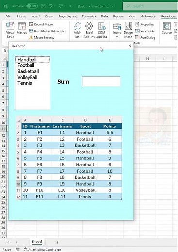 Sum Column Based on ListBox Selection in Excel VBA