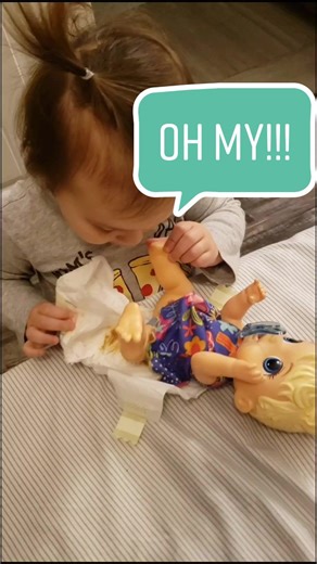 her first time changing a poopy diaper #toddlersoftiktok #poopoopeepee #fyp