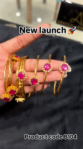 Arackal jewellery on Instagram: "Premium gold plated ad ruby bangle Product code B104 Shop online at our website"
