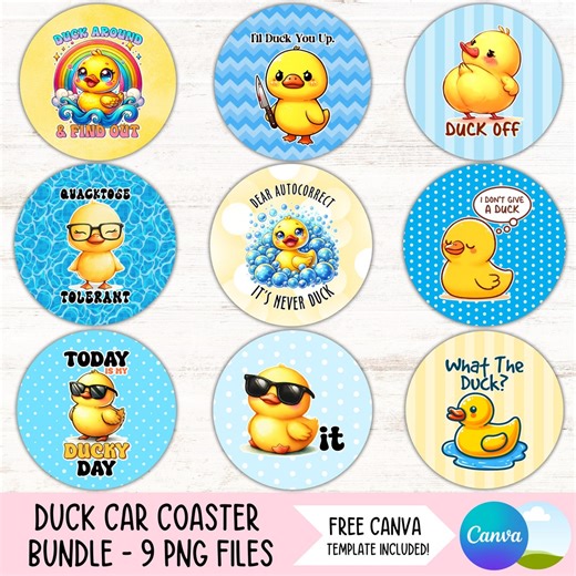 Funny Duck Car Coaster PNG Bundle Duck Lover Cup Holder Sublimation Designs Sarcastic Round Keychain PNG DIY Digital Coaster Files Download - Etsy