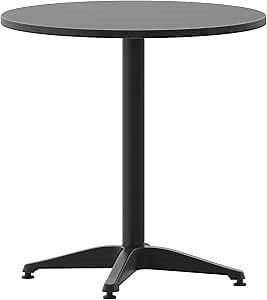 Flash Furniture Mellie Commercial Grade 27.5'' Round Metal Indoor-Outdoor Table with Base, Black
