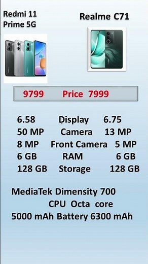Redmi 11 Prime 5g VS Realme C71 #trending #shorts