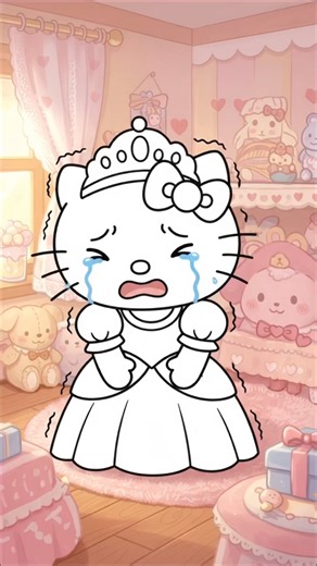 Why is this Hello Kitty so sad? Let's color her! 😭🎨 #hellokitty #coloring #cute