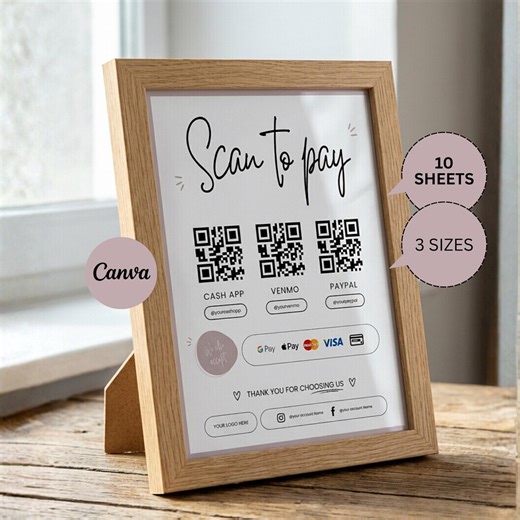 Scan to Pay Template, Price List Template, Paypal Payment Sign, Small Business Printable Sign, Scan to Pay Sign, Qr Code Sign, Venmo Sign - Etsy