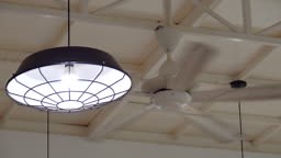 Video of Lamp and propeller fan in a room. 4K 3840x2160 format.